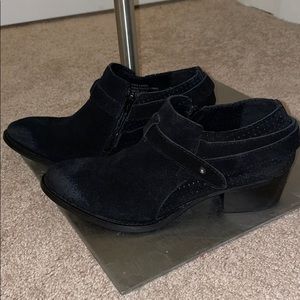 Black leather ankle booties